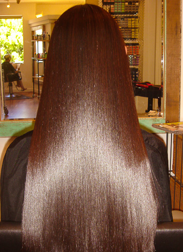 After image of women straighten hair